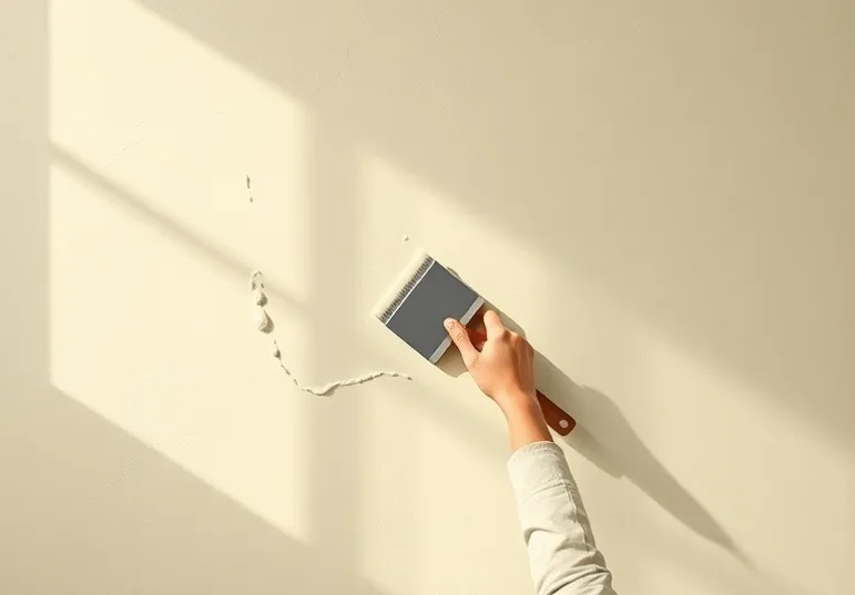 Application d'un enduit décoratif à la lisseuse sur un mur