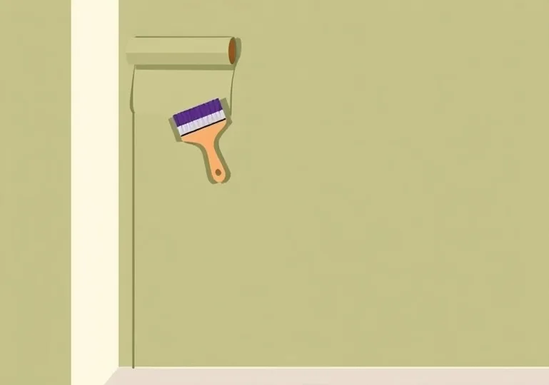 Pose de papier peint, rouleau et brosse à maroufler